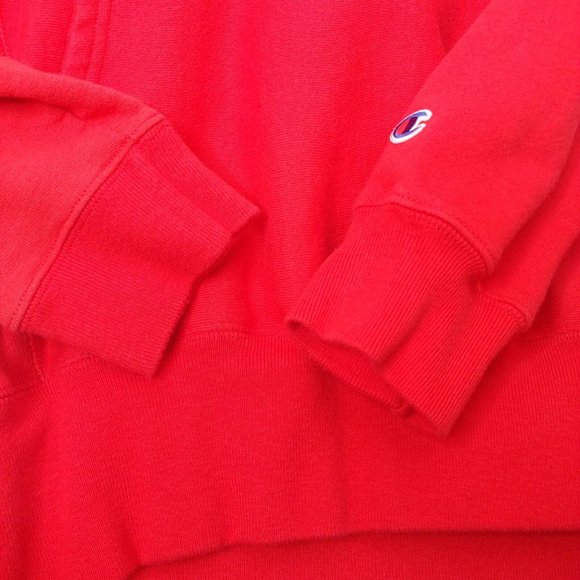 Champion Reverse Weave Mens Small Hooded Sweatshirt Red Heavyweight - Picture 5 of 9